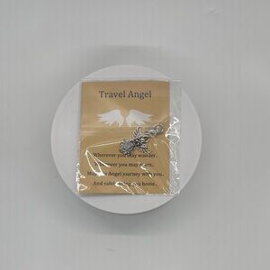 Travel Angel Wing Charm Keychain - Silver